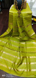 Green Pure Zari Border Pure Silk Mark Certified Tussar Ghicha Silk Sarees