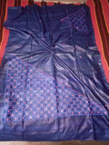 Blue Cut Work Pure Silk Mark Certified Tussar Ghicha Silk Sarees