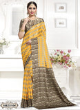Yellow Printed Crepe Sarees Get Extra 10% Discount on All Prepaid Transaction
