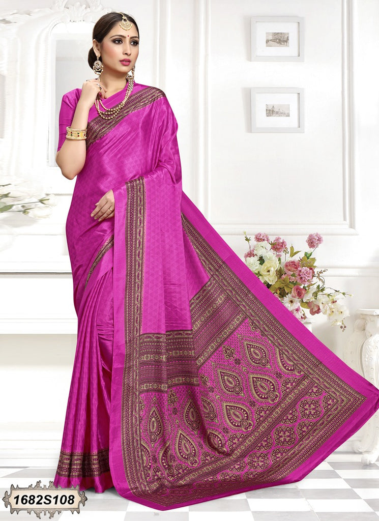 Purple Printed Crepe Sarees Get Extra 10% Discount on All Prepaid Transaction