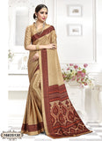 Beige Printed Crepe Sarees Get Extra 10% Discount on All Prepaid Transaction