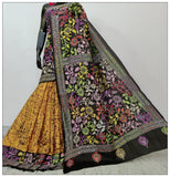 Multi Colored Hand Embroidery Batik Hand Painted Kantha Stitch Saree Get Extra 10% Discount on All Prepaid Transaction