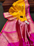 Yellow & Rani Pink Banarasi Katan Silk Get Extra 10% Discount on All Prepaid Transaction