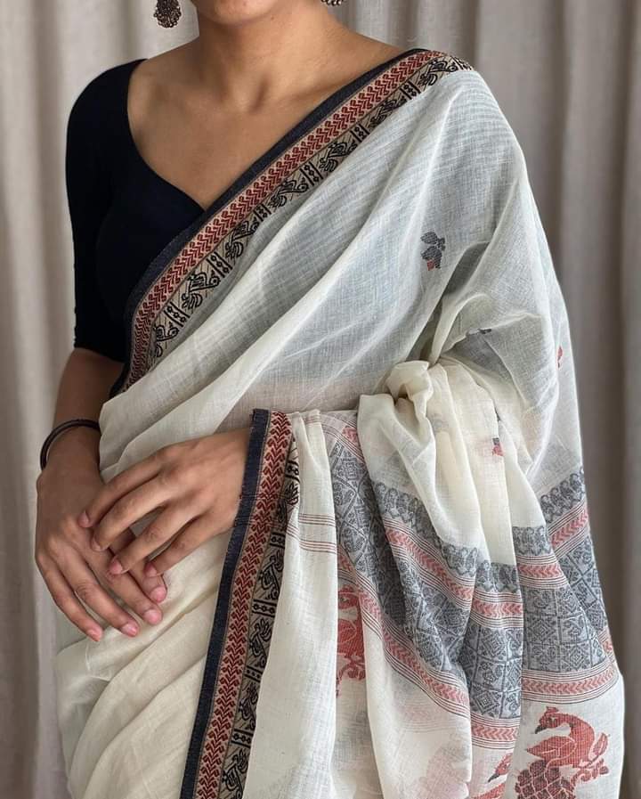 White Handloom Khadi Sarees