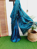 Blue Black Block Printed Pure Silk Mark Certified Bishnupuri Silk Sarees