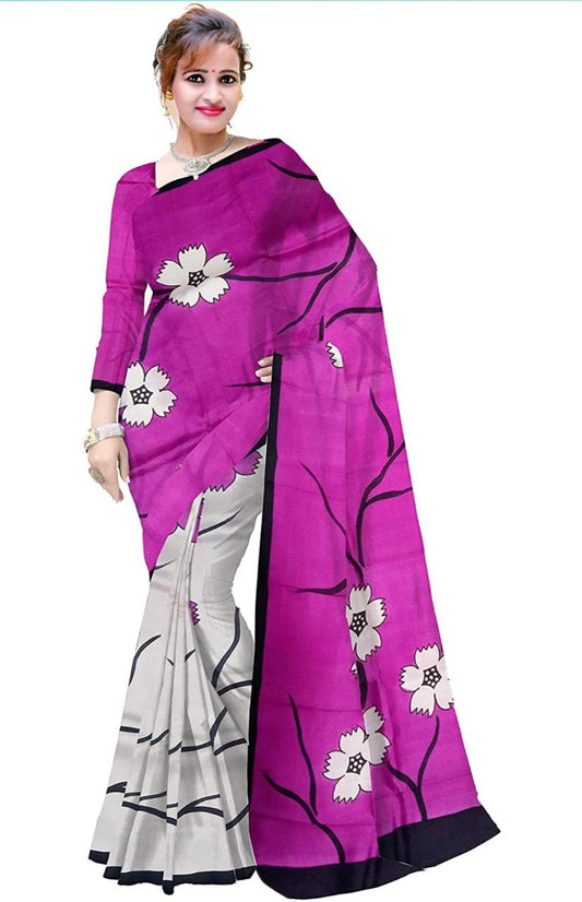 Fuchsia Pink Hand Painted Pure Silk Mark Certified Bishnupuri Silk Sarees