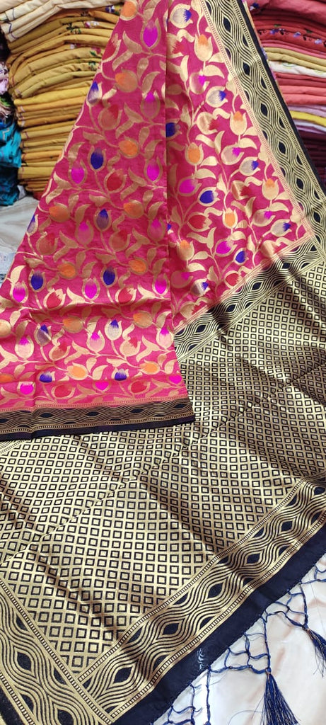 Magenta & Navy Blue Shades Nimjori Bangalore Soft Handloom Silk Sarees