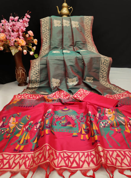 Beige Pink Shades Handwoven Pure Raw Silk Sarees