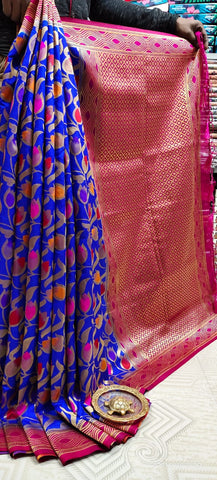 Royal Blue Woven Paithani Banarasi Silk Sarees Get Extra 10% Discount on All Prepaid Transaction