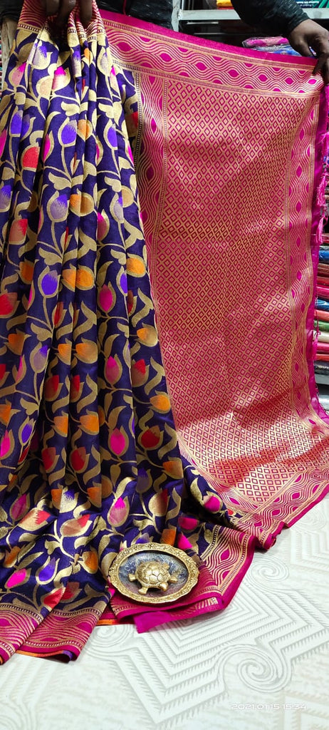 Beige Violet Minakari Woven Paithani Banarasi Silk Sarees  (Add to Cart Get 15% Extra Discount Get Extra 10% Discount on All Prepaid Transaction