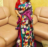 MultiColour Flowral Hand Painted Pure Silk Mark Certified Bishnupuri Silk Sarees