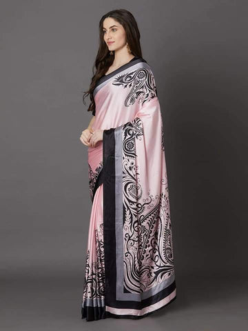Light Pink And Black Designer Border Hand Painted Pure Silk Mark Certified Bishnupuri Silk Sarees