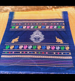 SunFlower Yellow And Royal Blue Designer Sambalpuri Pure Silk Mark Certified Tussar Ghicha Silk Sarees