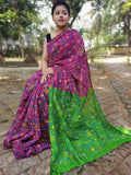 Rani And Green Madhubani Printed Pure Handloom Pure Cotton Silk Sarees
