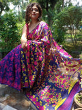 Beige Royal Blue And MultiColour Rose Printed Pure Pure Cotton Pure Pure Cotton Dhakai Jamdani Sarees Get Extra 10% Discount on All Prepaid Transaction