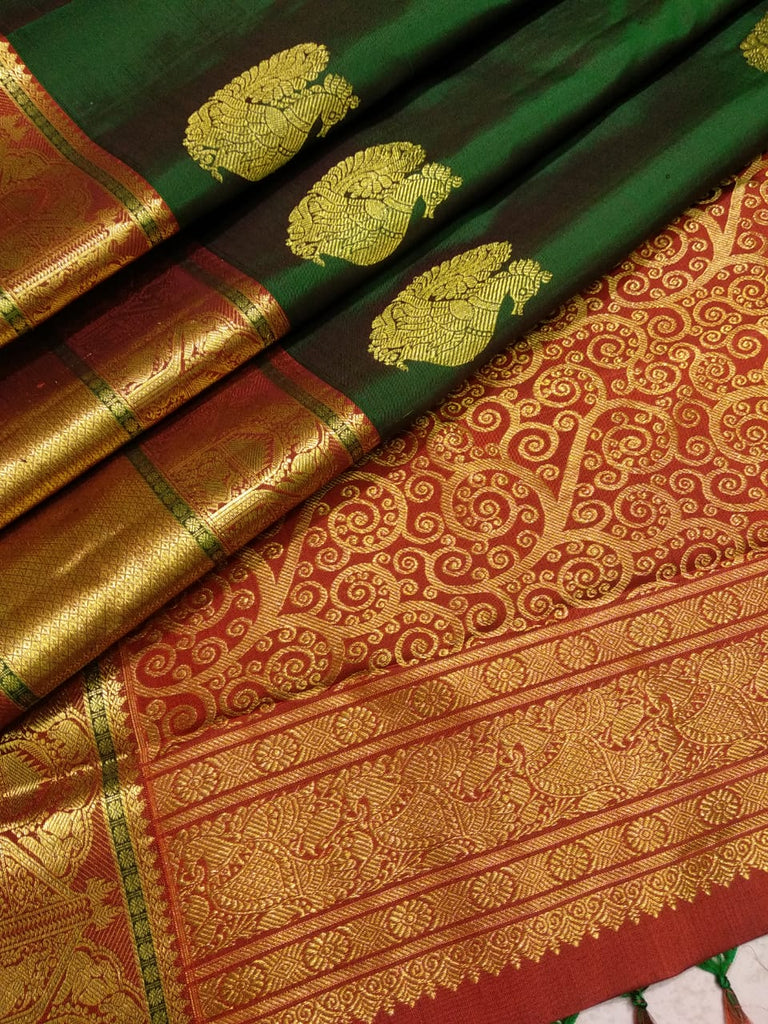 Kanchipuram Silk Criss Cross Checks And Butta Violet Saree | Kankatala