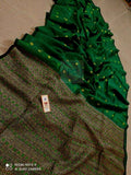 Pine Green Matka Silk Designer Jamdani Sarees Get Extra 10% Discount on All Prepaid Transaction