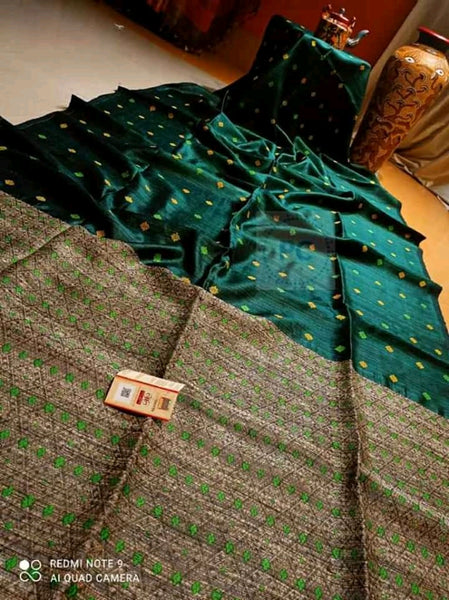 Ocean Blue Matka Silk Designer Jamdani Sarees