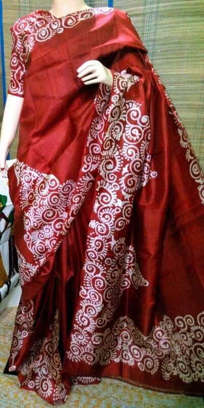 Brown Hand Painted Pure Silk Mark Certified Bishnupuri Silk Sarees