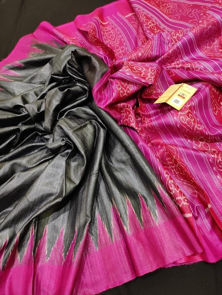 Grey Purple Sambalpuri Ikkat Ghicha Sarees - Dailybuyys