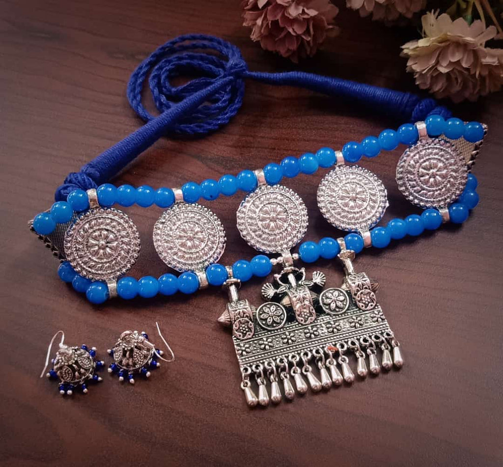 Blue Beautiful Designed Jewellery Sets Get Extra 10% Discount on All Prepaid Transaction
