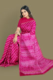 Pink Bagru Printed Pure Chanderi Silk Sarees
