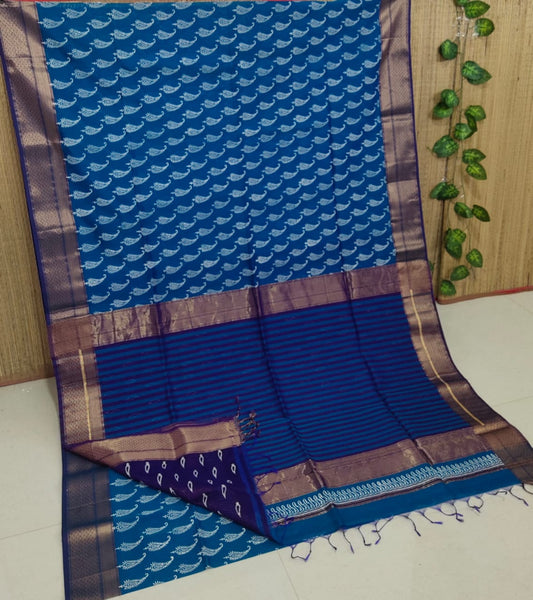 Blue Maheshwari Silk Sarees