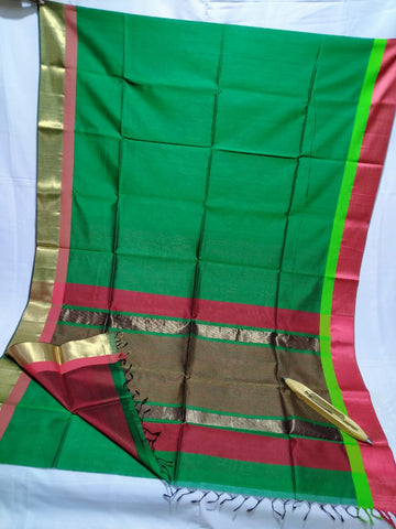 Green Maheshwari Silk Sarees Get Extra 10% Discount on All Prepaid Transaction