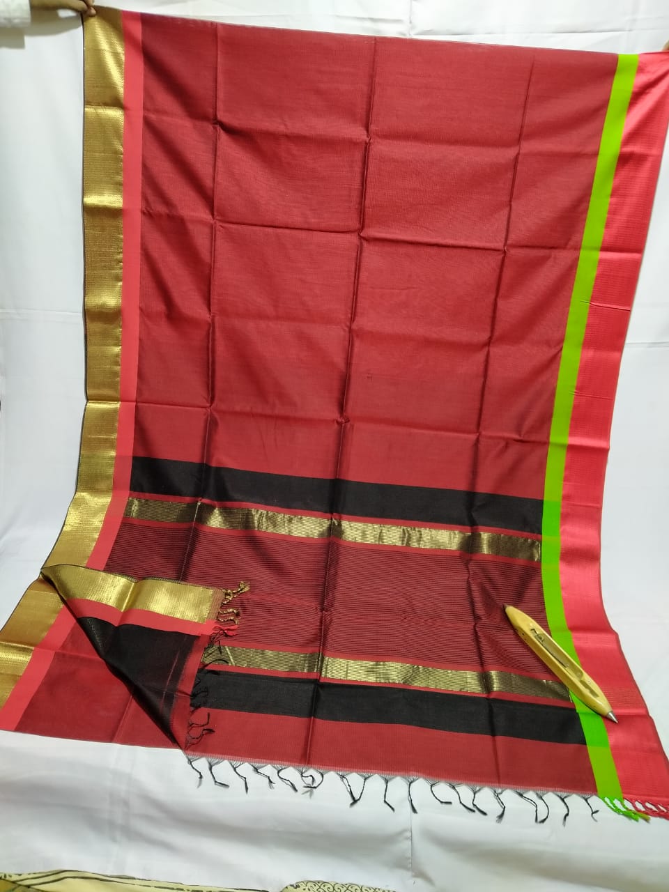 Red Maheshwari Silk Sarees