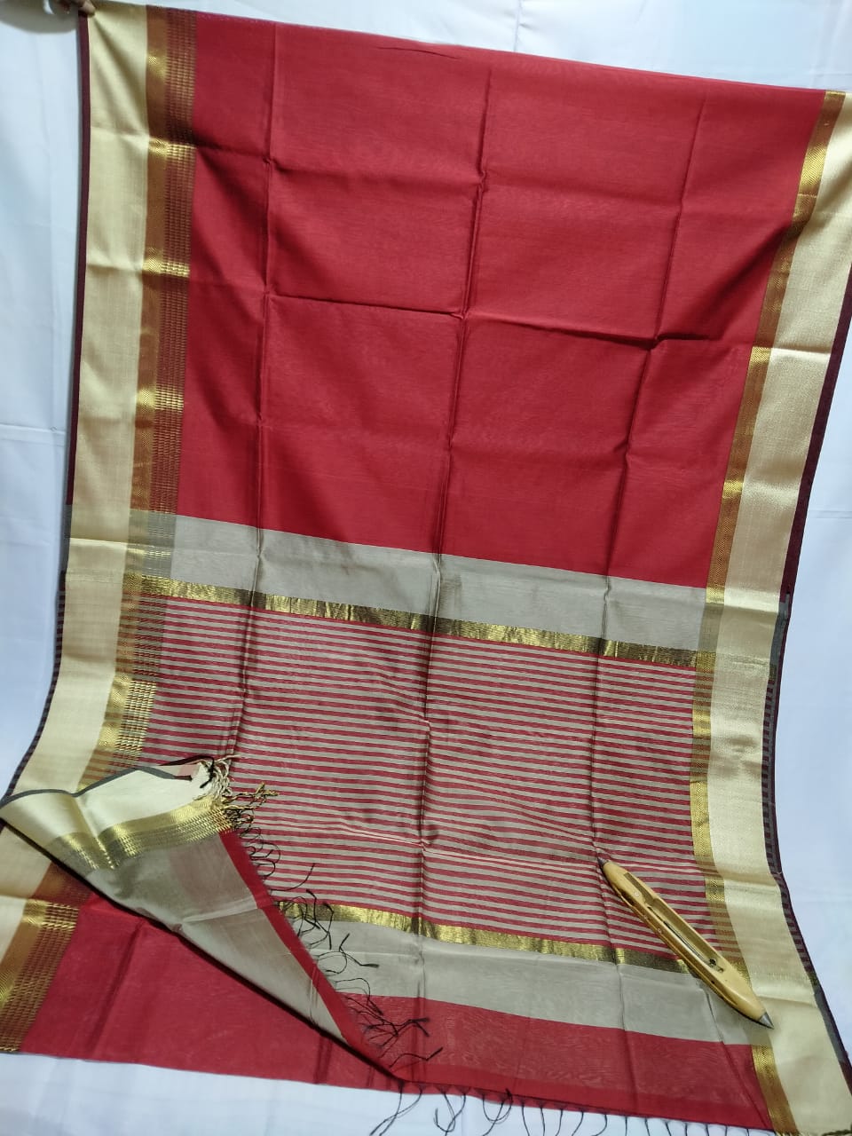 Red Maheshwari Silk Sarees