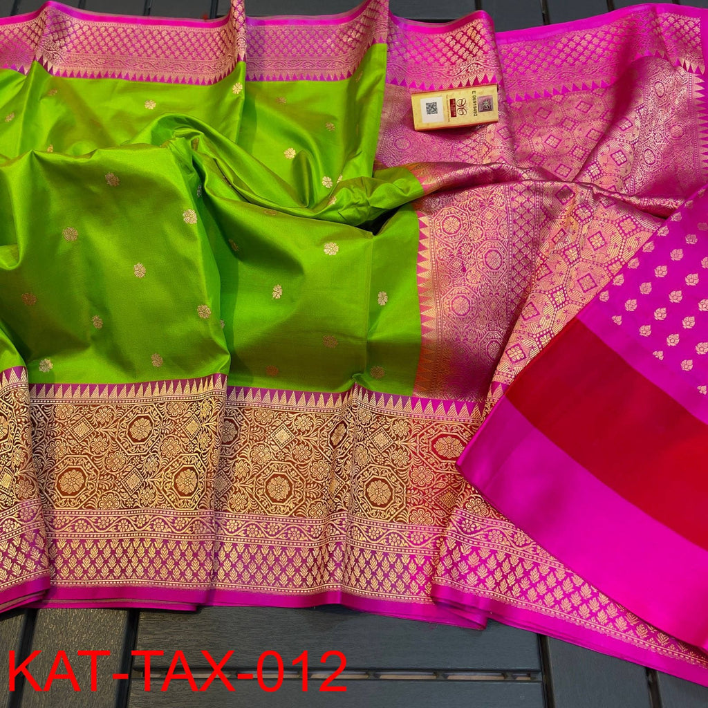 Light Green Banarasi Silk Sarees Get Extra 10% Discount on All Prepaid Transaction
