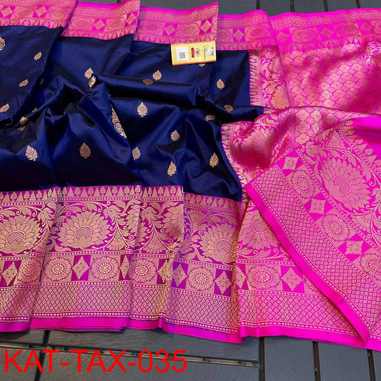 Dark Blue Banarasi Silk Sarees