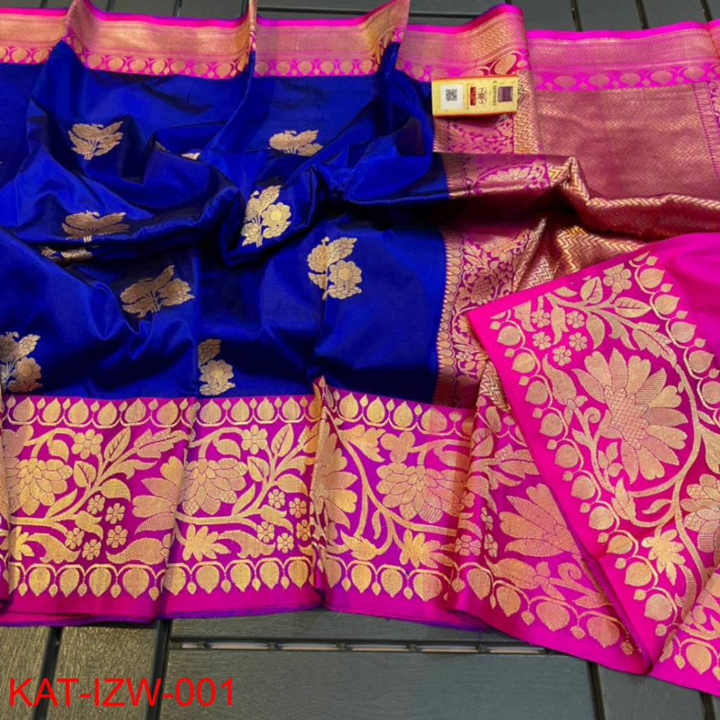 Dark Blue Banarasi Silk Sarees Get Extra 10% Discount on All Prepaid Transaction