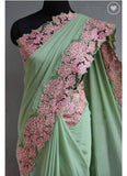 Green Cut Work Plain Pure Silk Mark Certified Tussar Silk Sarees