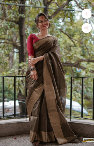 Women's Traditional Cotton Linen Saree vt000470 - Silk sarees online