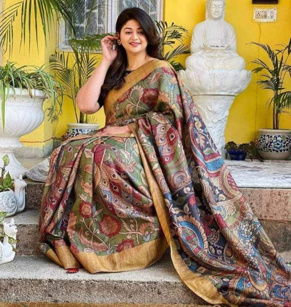 Pure Tussar Silks with Kalamkari Prints & Cut Work | Prashanti Exclusive |  24 Apr 2023 - YouTube