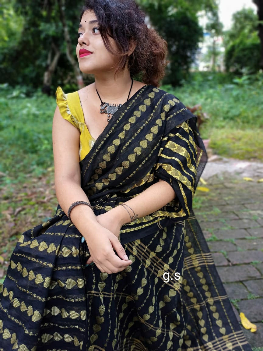 Black Cotton Handloom Sarees