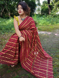 Red Color Cotton Handloom Sarees (Add to Cart Get 15% Extra Discount