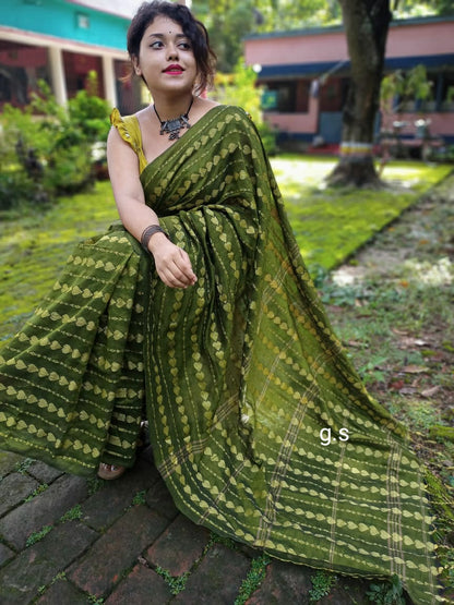 Green Cotton Handloom Sarees