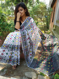 White Cotton Handloom Jamdani Sarees (Add to Cart Get 15% Extra Discount Get Extra 10% Discount on All Prepaid Transaction