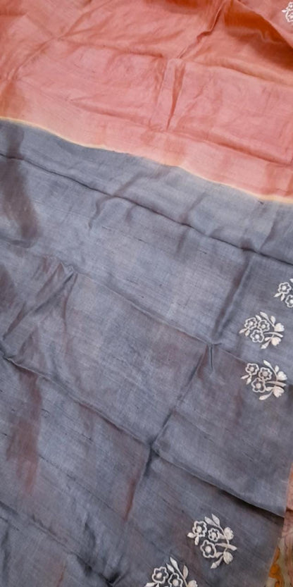 Pink Hand Painted Pure Silk Mark Certified Tussar Silk Kalamkari Sarees