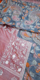 Pink Hand Painted Pure Silk Mark Certified Tussar Silk Kalamkari Sarees