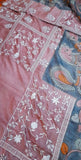 Pink Hand Painted Pure Silk Mark Certified Tussar Silk Kalamkari Sarees