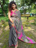 Grey Khadi Cotton Handloom Sarees (Add to Cart Get 15% Extra Discount Get Extra 10% Discount on All Prepaid Transaction