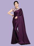 Purple Designer Satin Sarees