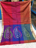 Tri-Reddish Color Handloom Matka Silk Mark Certified Muslin Silk Sarees Get Extra 10% Discount on All Prepaid Transaction