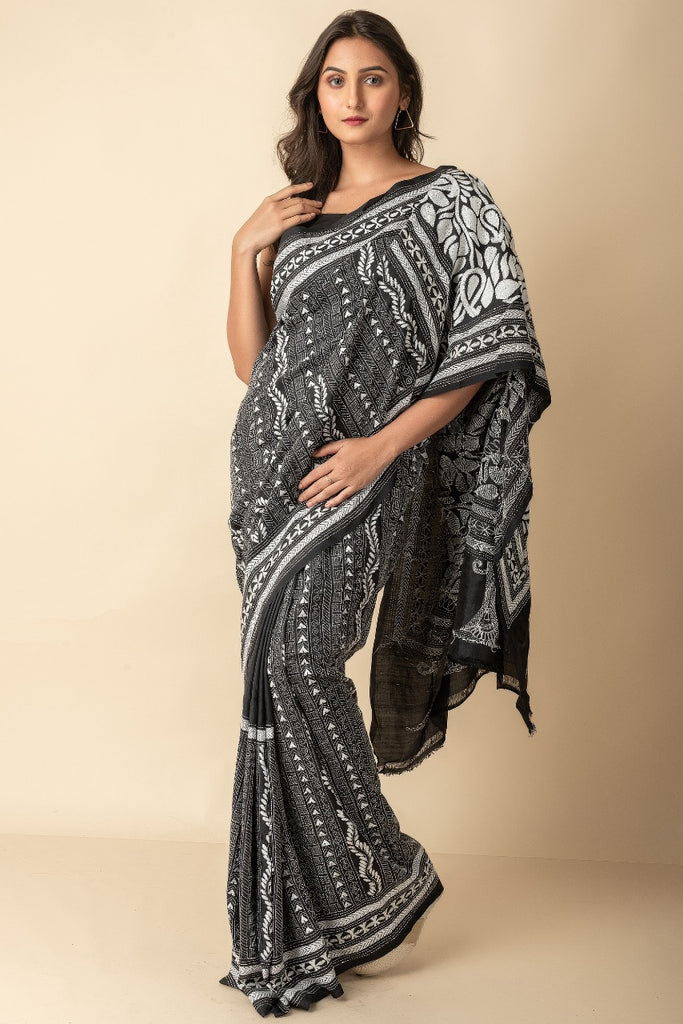 Amazon.com: Exotic India Bleached-Sand Pure Silk Sari from Bengal with  Kantha Hand-E - Cream : Clothing, Shoes & Jewelry