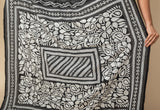 Pure Black & White Hand Embroidery Kantha Stitch Saree on Pure Bangalore Silk