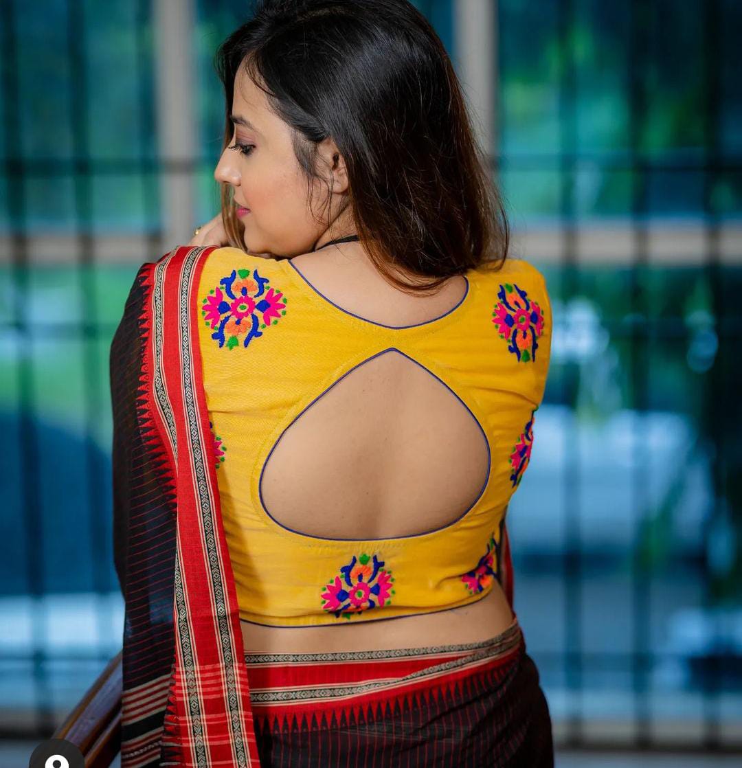 Yellow Floral Embroidered Blouses