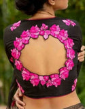 Black & Pink Floral Embroidered Blouses